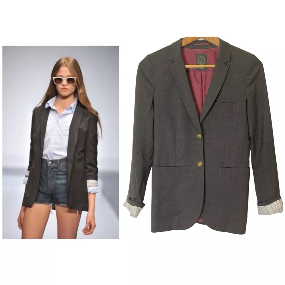 ARITZIA Gray Wool Blazer Exeter Boyfriend  Schoolboy Academia Preppy Size 4